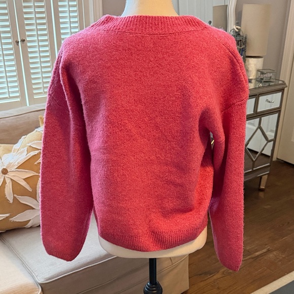 Adorable Pink Sweater with Cherry Design & Pearl Embellishment - Small NWT - Picture 3 of 6